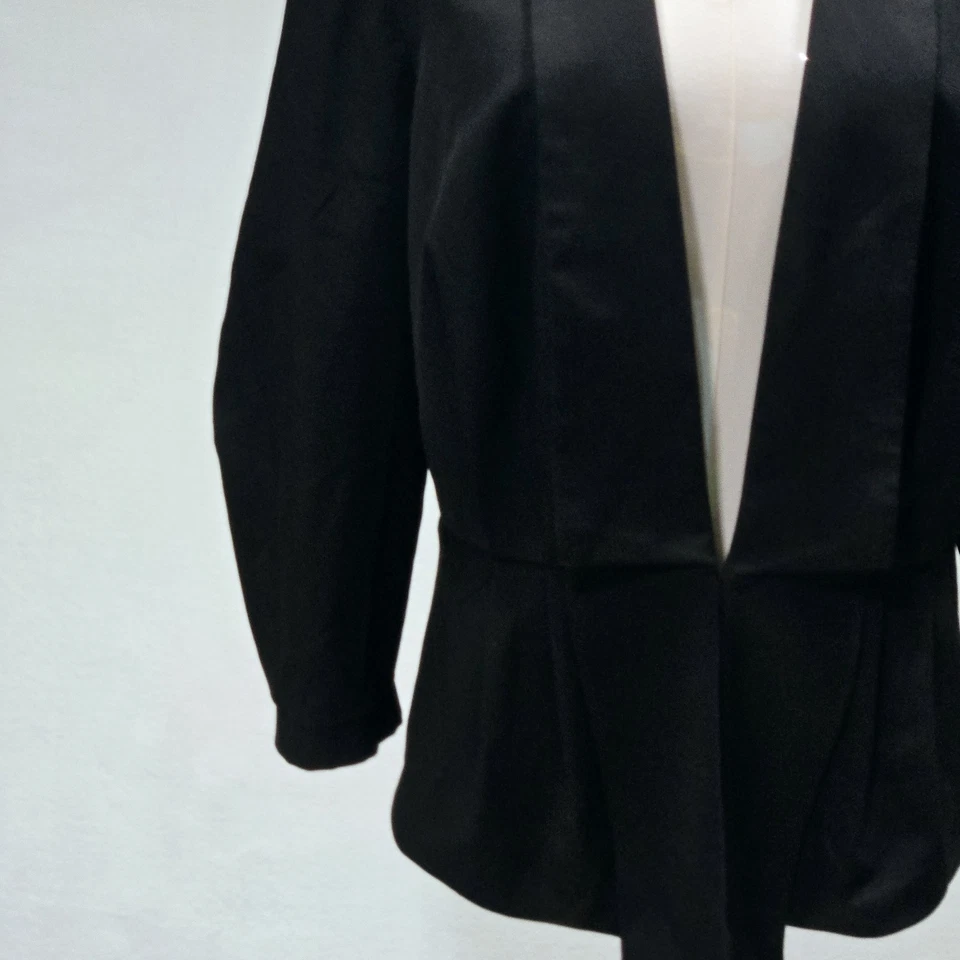 Chaqueta Blazer Bisou Bisou Talla Grande Negra Mujer Plisada Nueva Con Etiquetas Forrada Foto 3 de 4