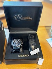 SEIKO Astron Solar Quartz Men Watch Black Chr...