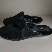 TOMS Women's Black Suede Faux Fur Lined Mule Slippers Clogs Slip-On Size 9 New