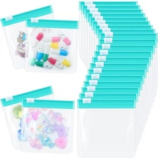24 Pieces Pill Pouch Bags Zippered Set Reusable Turquoise 