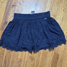 NWT ABERCOMBIE FITCH Floral Lace Mini Skirt Elastic Waist Navy Sz M C26