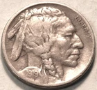 1919 S Buffalo Nickel, Middle Grade, Original, Better, Semi-KEY Date 5C Coin