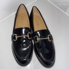 J Crew Black Patent Classic Gold Horse Bit Slip On Loafers Shoes Size 6 — photo 1