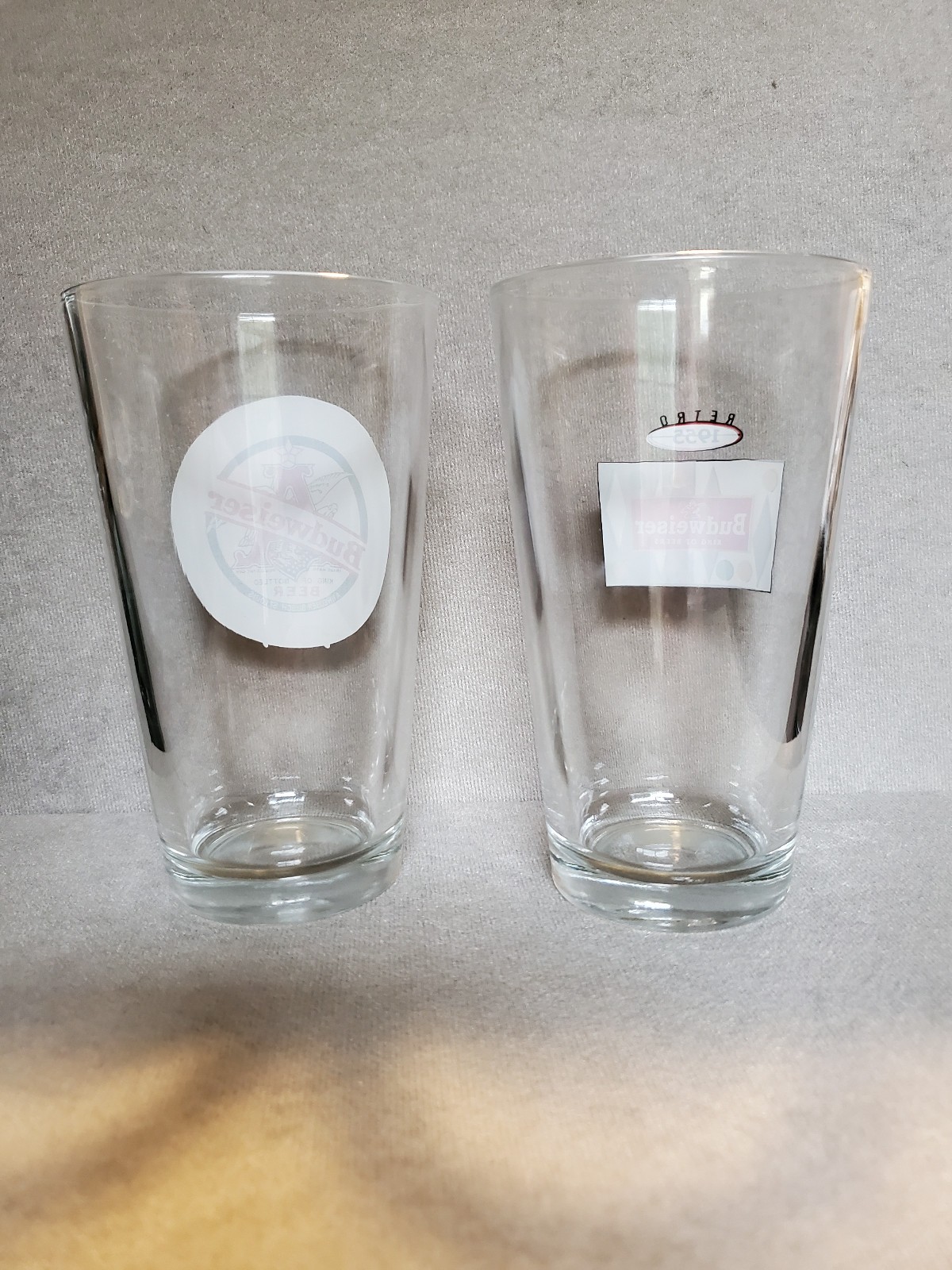 Budweiser Vintage Pint Glass Set – 2 Beer Glasses (Classic Logo & 1955 Design)