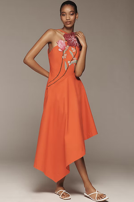 YUKIKO New Yukiko Noritake x Anthropologie Asymmetric Floral Midi Dress 2