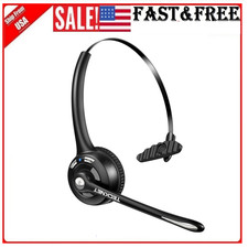 Bluetooth Headset, Trucker Headset w/ Microphone, Wireless on-Ear Headset Black