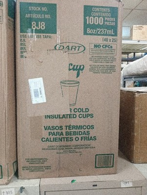 Dart 8J8 8 oz Insulated Foam Cups   1,000 ct Case   Hot & Cold   666