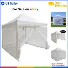Mesh Sidewalls for 10x10 Pop-Up Tent Canopy White Zippered Screen Walls