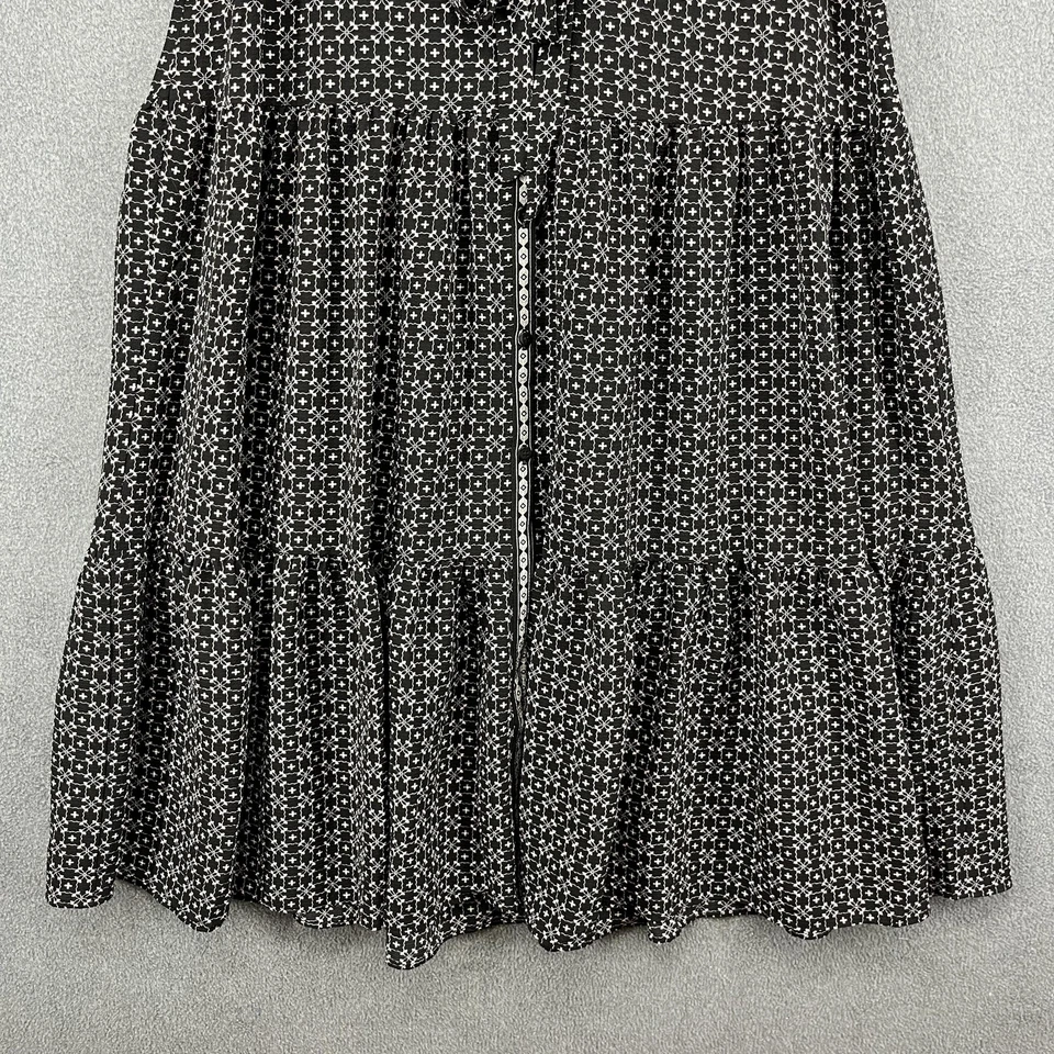 Max Studio Dress Womens Small Black Midi Tiered Puff Sleeve Tie Waist A905C3 - Image 4 of 4