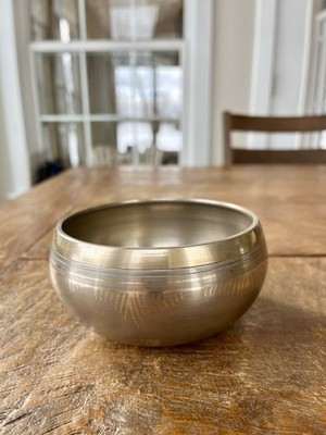 Tibetan Flower Of Life Pattern Singing Bowl Solid Brass Hand Hammered 4 