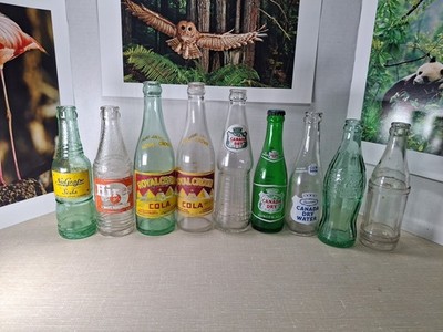 Vintage Lot Of 9 Soda Pop Bottle