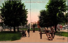 Monument Park Trenton NJ Postcard Cannon Statue Flagpole Valentine & Sons