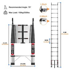 Telescopic Ladder Extendable Stainless Steel Heavy Duty 150kg Load 5M 4.4M 2.6m