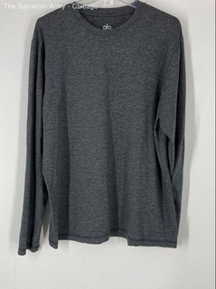 Alo Mens Gray Heather Crew Neck Long Sleeve Pullover T Shirt Size Large