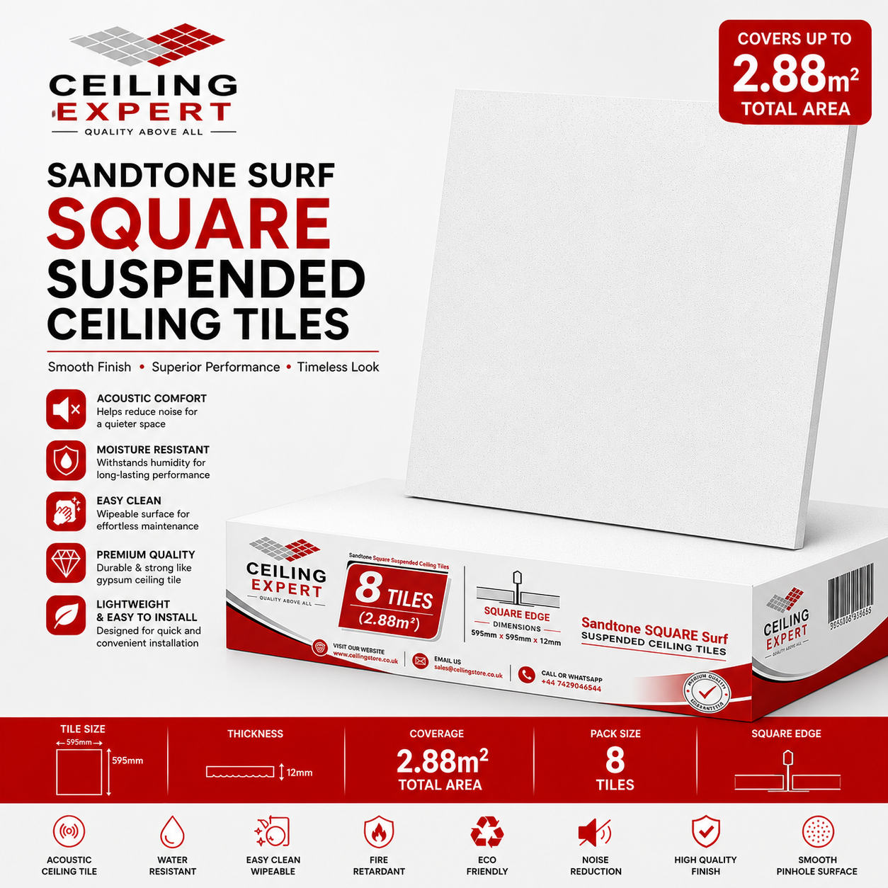Sandstone Texture Suspended Ceiling Tiles 595mm x 595mm For 600x600 Grid System