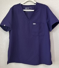 Figs Catarina One Pocket Scrub Top in Purple Jam PO 3867 Large