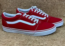 Vans Old Skool Red White Men’s 12 Classic Skate Shoes Low Top Canvas Sneakers