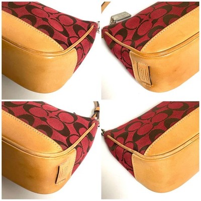 バッグ Vintage COACH 6094 Hand bag pouch RED Vintage COACH 6094 Red Signature Shoulder Bag Y2K Soho Style