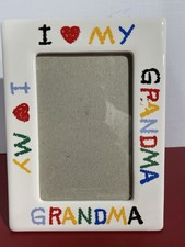 Vintage I Love My Grandma Colorful Ceramic Picture Frame Holds 4x6 Pictures