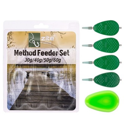 Method Feeder Set 4 Feeder 30-60g mit Form Grundangeln Friedfisch Zite Fishing