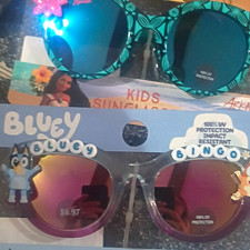 2 Pair Bluey Moana Girls Round Kids Sunglasses Mirrored 100 UV Impact Resistant
