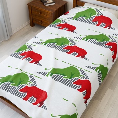Red vs Green Bull Pattern Velveteen Plush Blanket Day Trader Swing Trader Broker