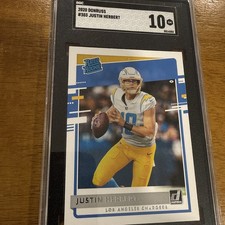 2020 Donruss Justin Herbert Rated Rookie #303 SGC 10 Gem Mint Chargers RC
