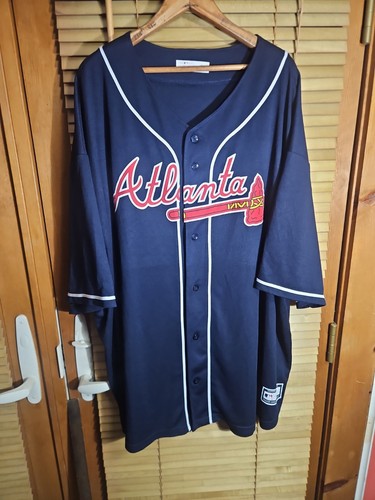 Majestic Big & Tall Atlanta Braves Blank 5XL Jersey Away Blue Sewn Embroidered
