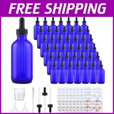 Cobalt Blue Glass Bottles with Droppers - 42 Pack