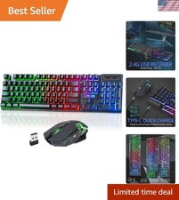 2.4G Rechargeable Wireless Gaming Keyboard  Mouse Combo with RGB Backlighting