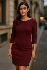 Vince Camuto Sheath Dress Women's Sz 12 Burgandy Work Office Career Soft Stretch