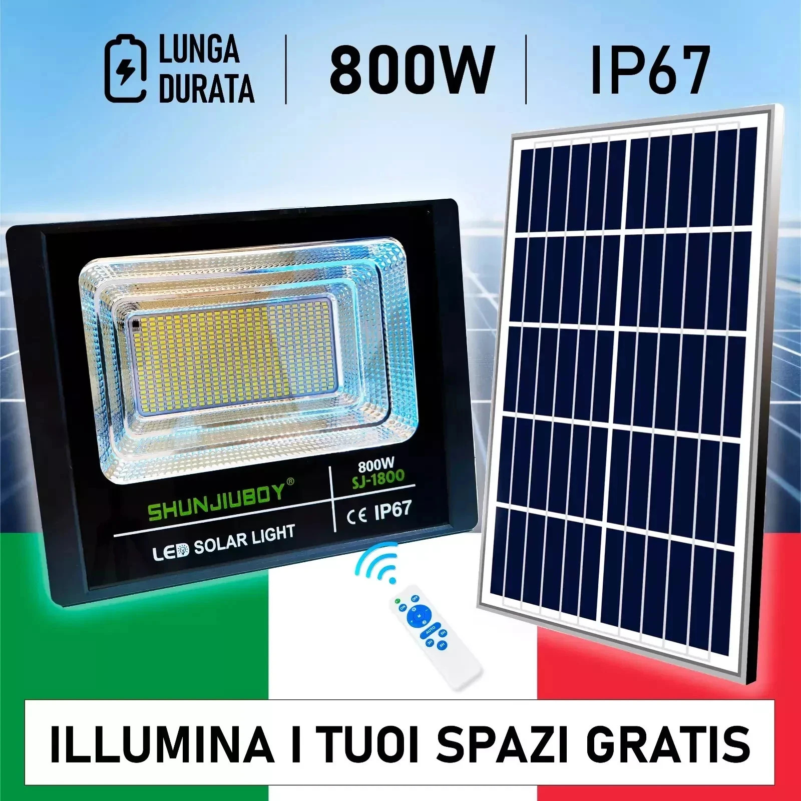 Kit Doppio Faro Solare LED 800W Esterno: Illuminazione Smart Senza Cavi