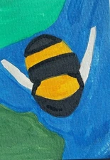 GAT Painting IMPRESSIONISM Collectible ORIGINAL Flowers Bee Art ACEO ATC SMALL