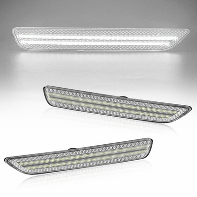 White LED Rear Side Marker Lights Reflector Lamps Clear Lens For 2015-21 Mustang