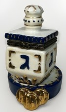 Jacob Rosenthal Judaica Collection ~ Dreidel (w/ Stand) ~ Porcelain Trinket Box