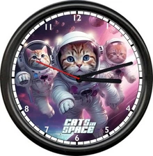 Cats In Space Kitty In Astronaut Costume Suit Calico Cute Gift Sign Wall Clock