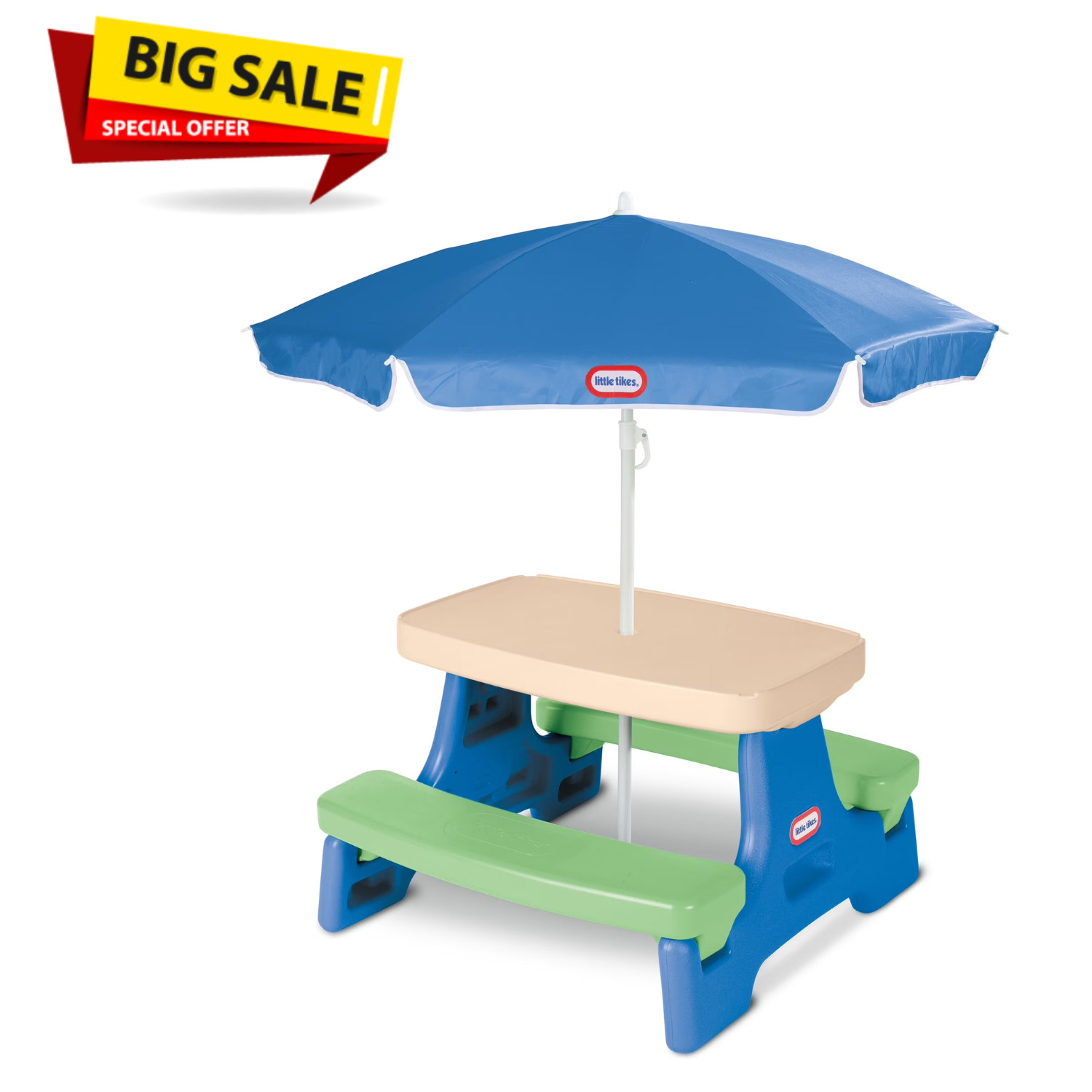 Little Tikes Outdoor Portable Kids Picnic Table with Umbrell