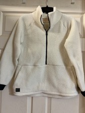 Deso Tioga Half-Zip Women's White Fleece Quarter-Zip Pullover Size S, EUC