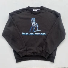 Faded Black Mack Truck Sweatshirt Chrome Bulldog Hood Ornament Sweater Mens M
