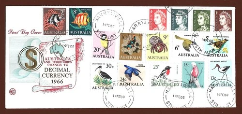1966 AUSTRALIA " WESLEY DECIMAL CURRENCY " FIRST DAY COVER , TONE SPOT