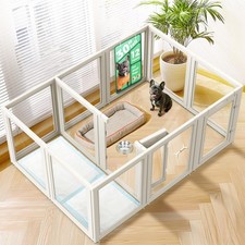 Clear Acrylic Indoor Dog Playpen 30" H 12 Panels White