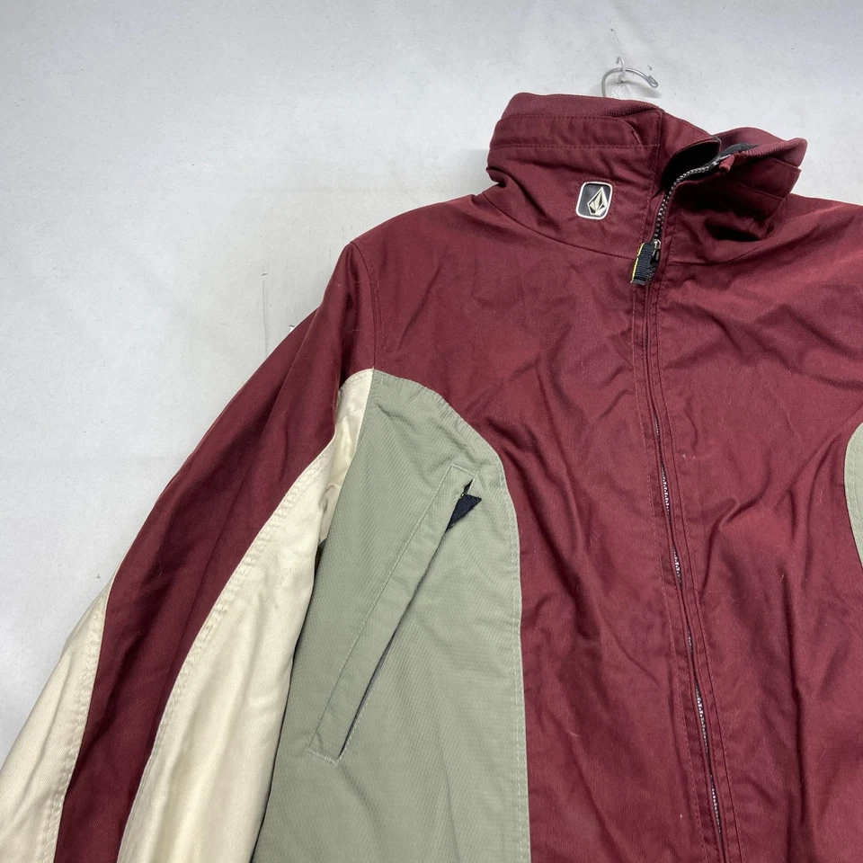 Volcom Nimbus Jacket Womens Small Maroon Beige Colorblock Full Zip Snowboard - Image 4 of 4