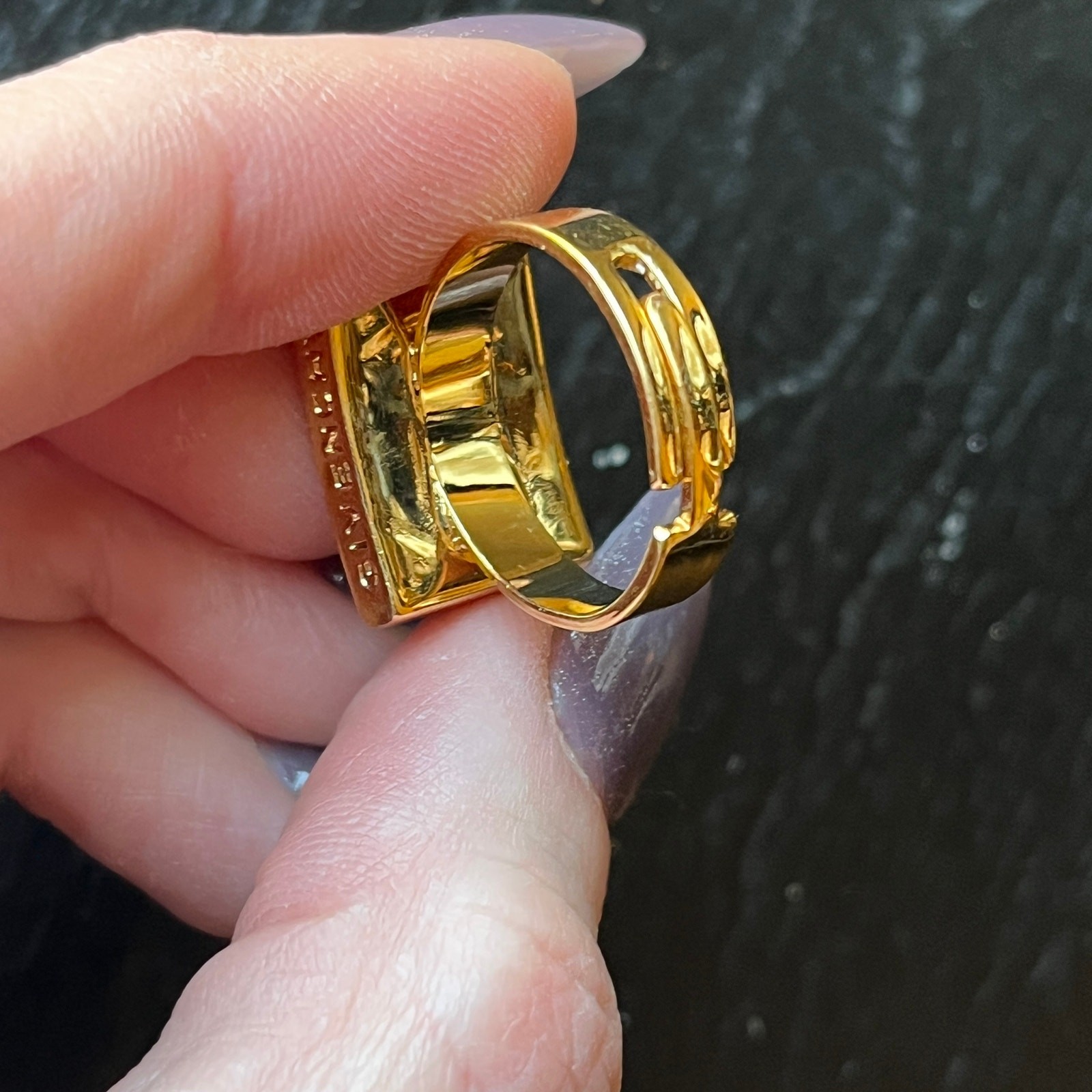 Vintage GIVENCHY Gold Tone Rectangular Ring with … - image 6