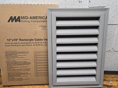#ad Mid America 12quot;x18quot; Vinyl Rectangle Gable Vent GrayStone 059 NEW $24.99