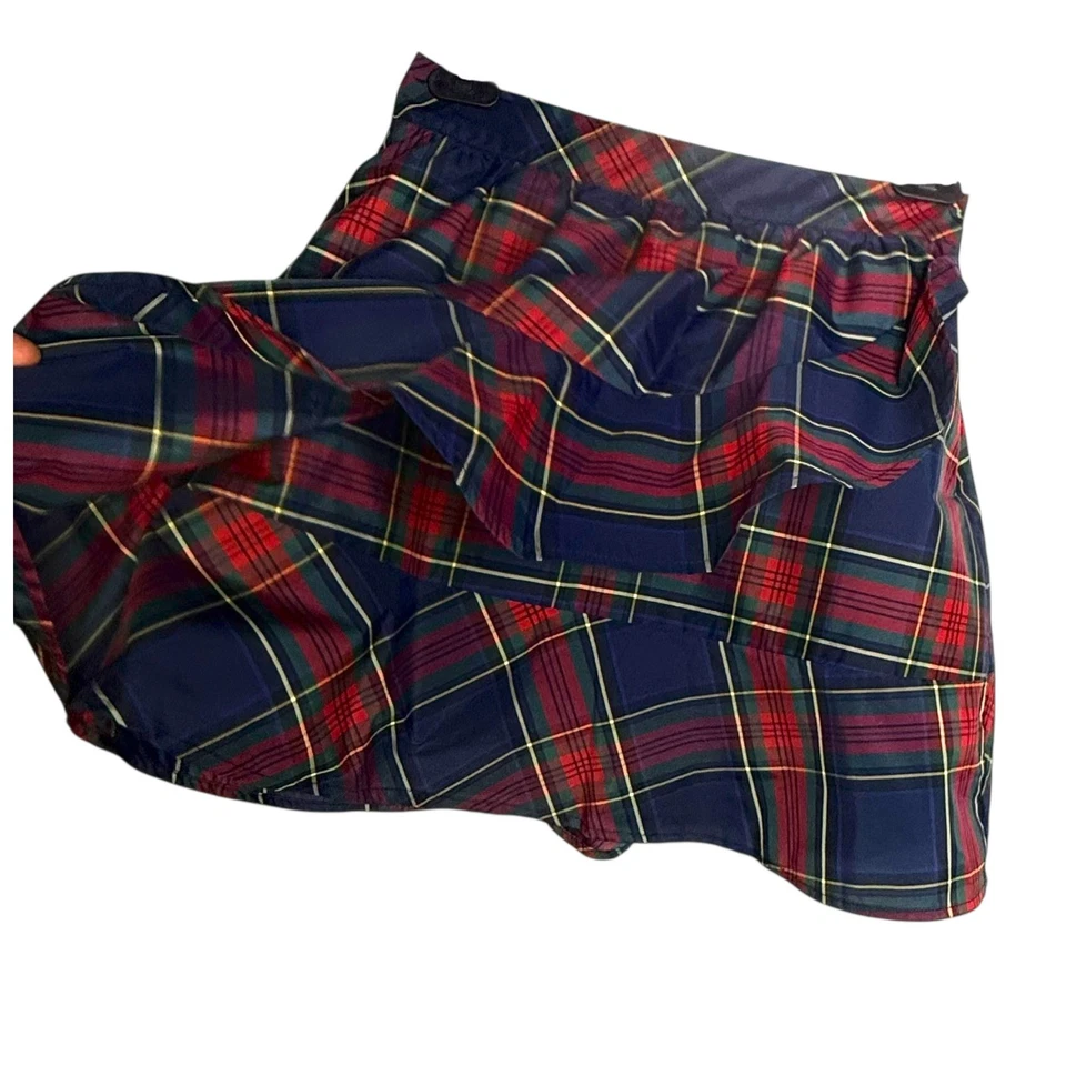 Falda con volantes de fiesta a cuadros alegre Vineyard Vines para mujer talla 00 roja azul preppy Foto 3 de 4