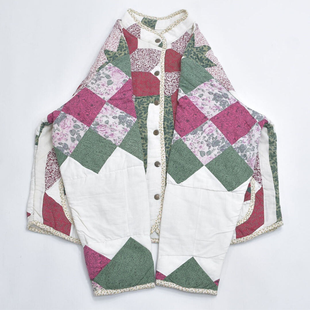 Handmade Flower Design Patchwork Quilt Short Leng… - image 9