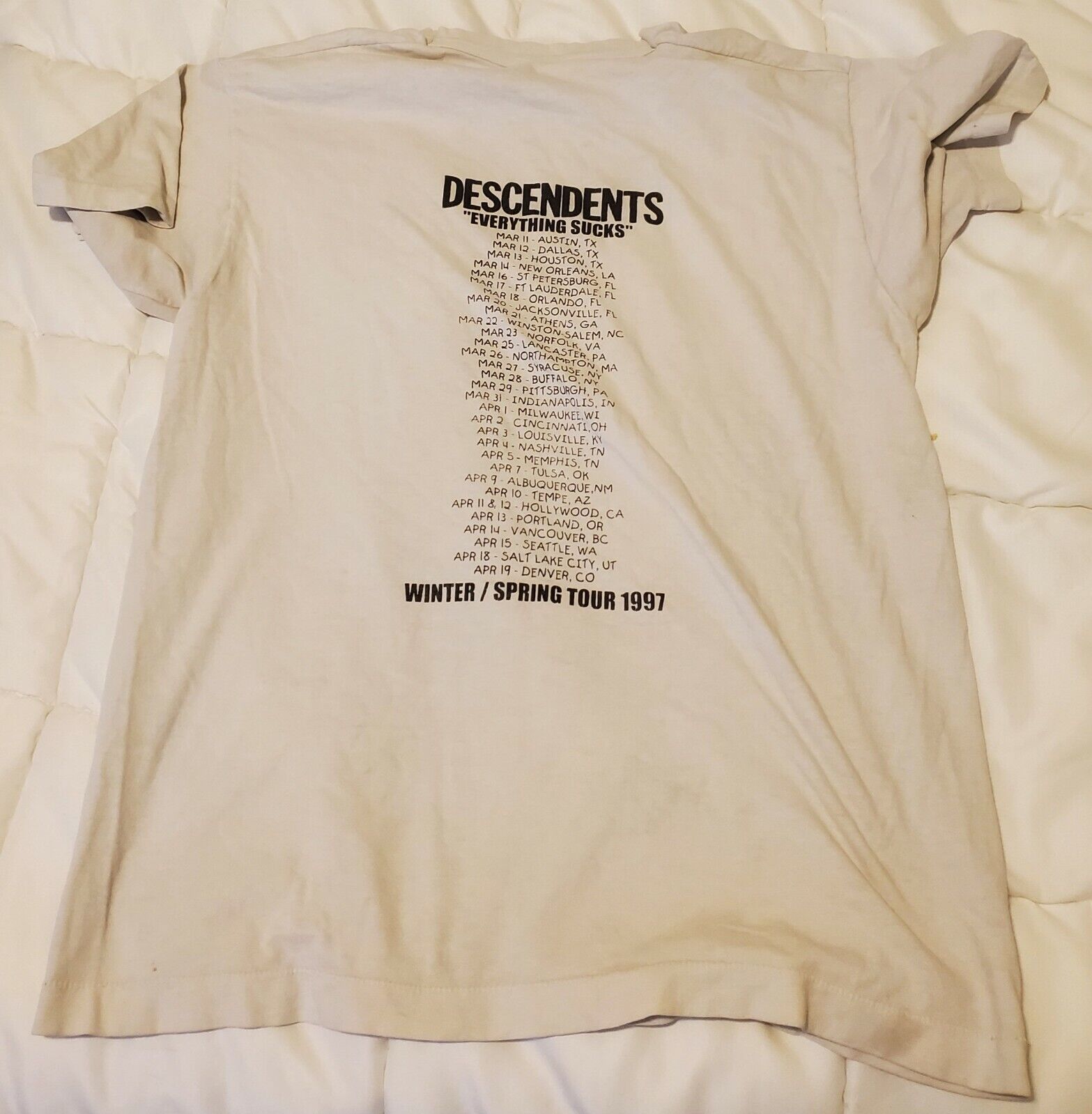 Descendents Rare Everything Sucks 97 Tour T-shirt L PUNK