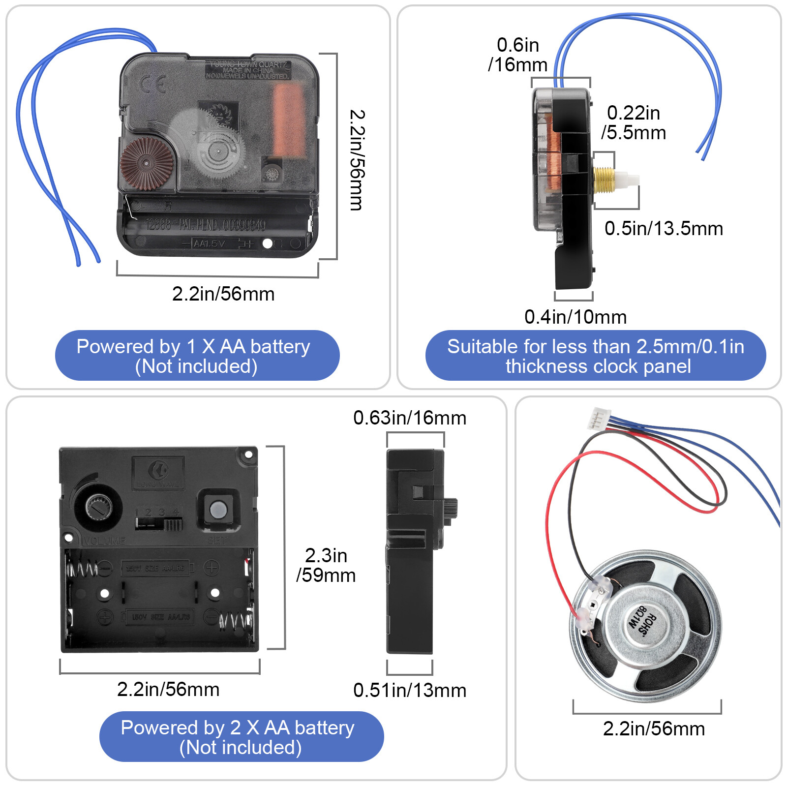 Quartz Wall Clock Movement Mechanism DIY Replacement Hands Repair Tool Kit