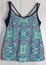 Athleta Tankini Swim Top 36B/C Blousy Built in Bra Multicolored