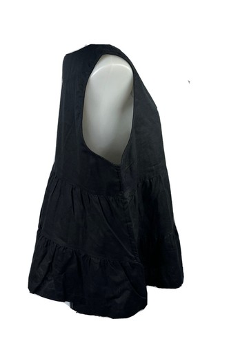 FOXWOODS Black Linen & Cotton Blend Birdie Tiered Top Size 18 BNWT - Picture 5 of 6